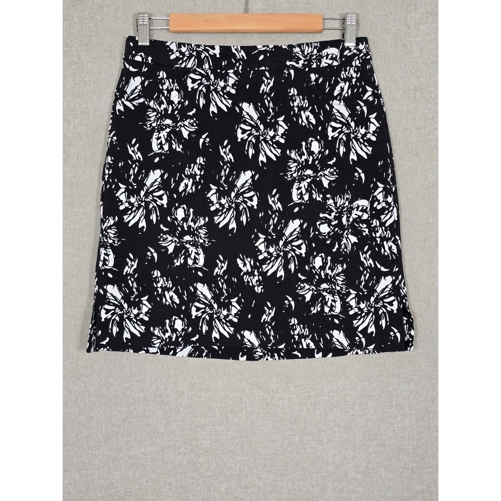 Tribal Women's Abstract Floral Stretch Athletic Skort Black White 6